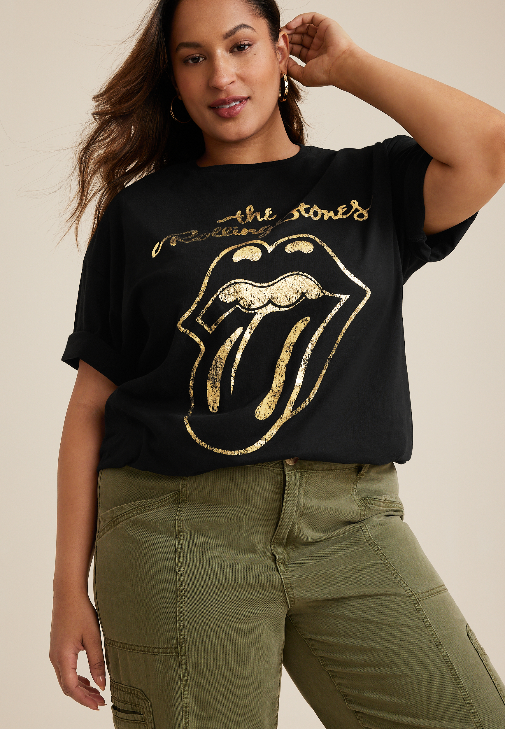 Plus Size The Rolling Stones Vintage Graphic Tee, BLACK, large