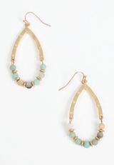 Gold Hammered Beaded Drop Earrings, C212, small