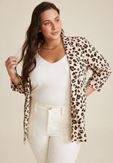 Plus Size Versa Animal Blazer, NATURAL COMBO, small