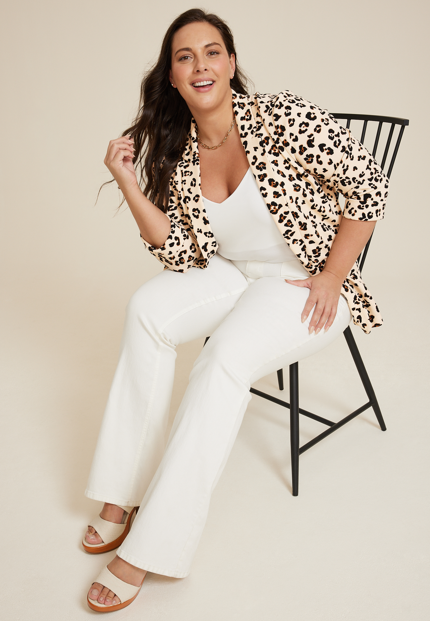 Plus Size Versa Animal Blazer, NATURAL COMBO, large