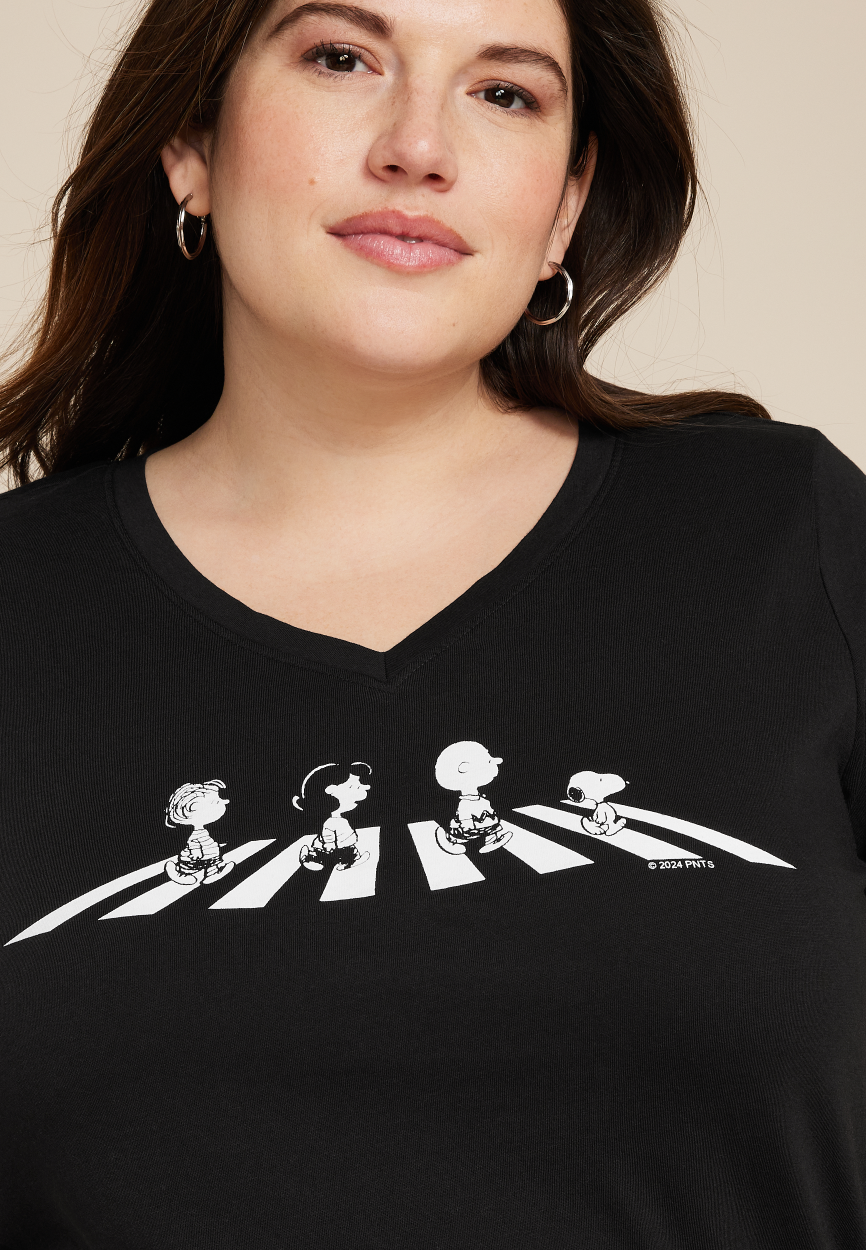 Plus Size Peanuts Graphic Tee, BLACK, large