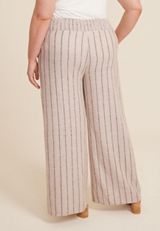Plus Size Striped High Rise Linen Palazzo Pant, C5330, small