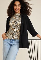 Double Layer Animal Mock Neck Tank Top, MULTI, small