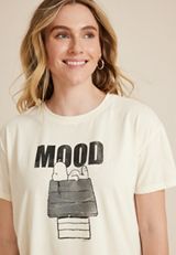 Snoopy Mood Relaxed Fit Graphic Tee, ECRU, small