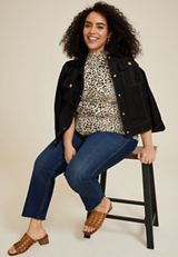 Plus Size Double Layer Animal Mock Neck Tank Top, C1524, small
