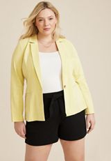 Plus Size Linen Like Blazer, C4939, small