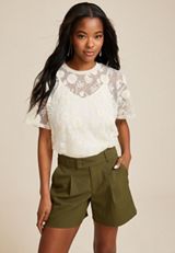 Floral Embroidered Blouse, ECRU, small