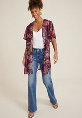 Burgundy Floral Kimono, C5032, small