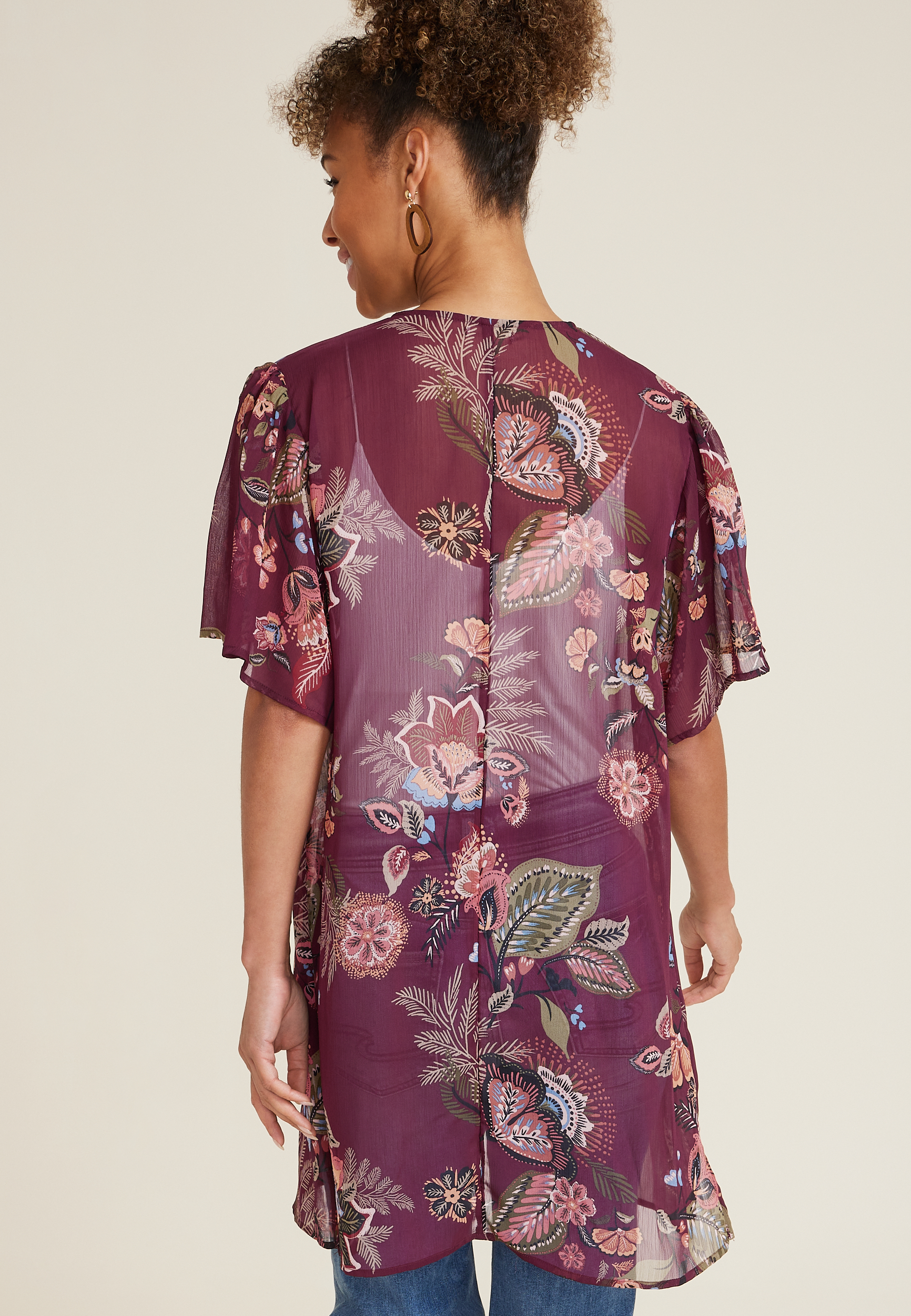 Burgundy Floral Kimono, C5032, large