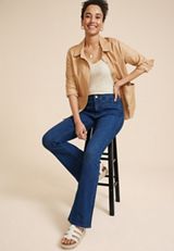 Textured Short Sleeve Blouse, ALMOND CREAM, small