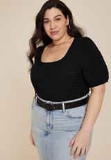 Plus Size Textured Short Sleeve Blouse, C106, small