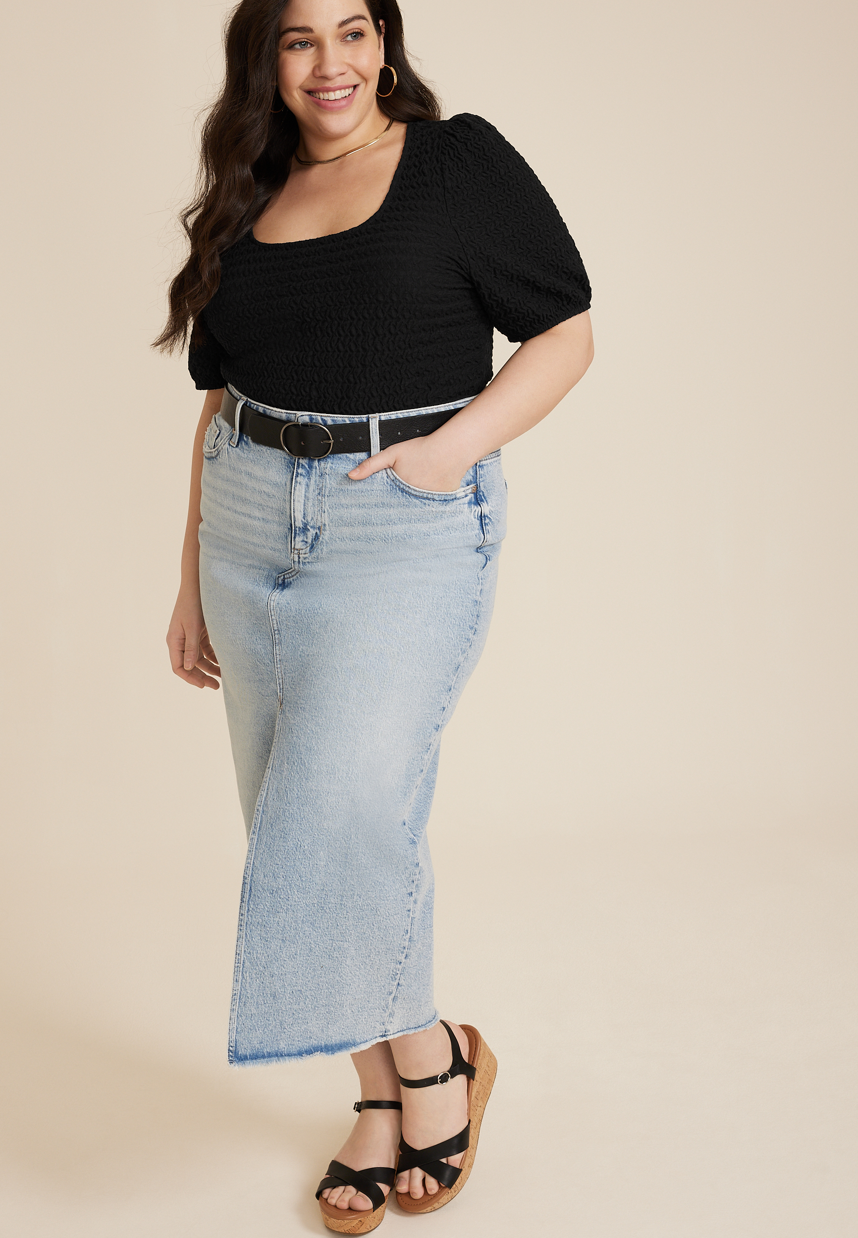 Plus Size Textured Short Sleeve Blouse, C106, large