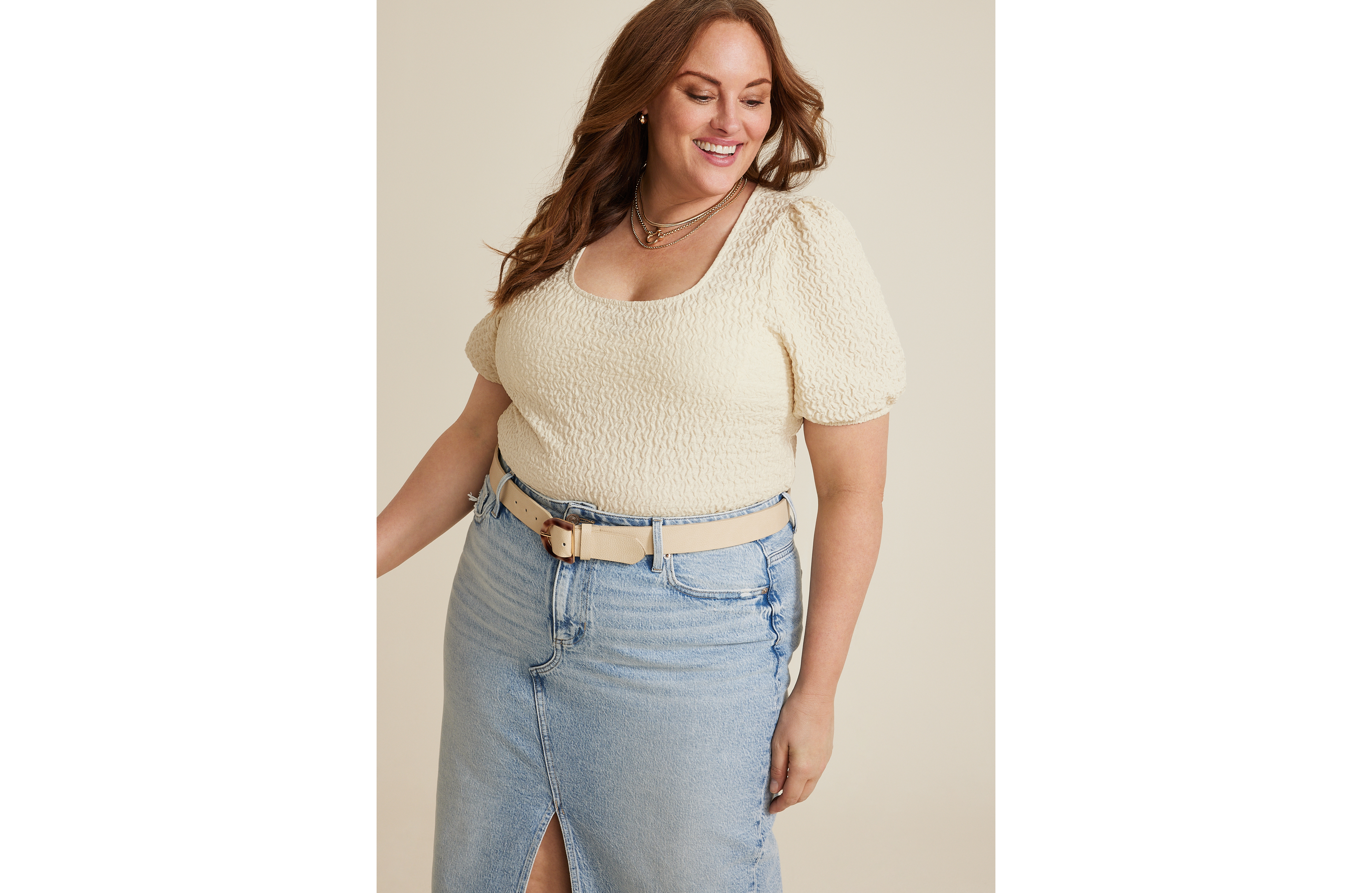 Plus Textured Short Sleeve Blouse