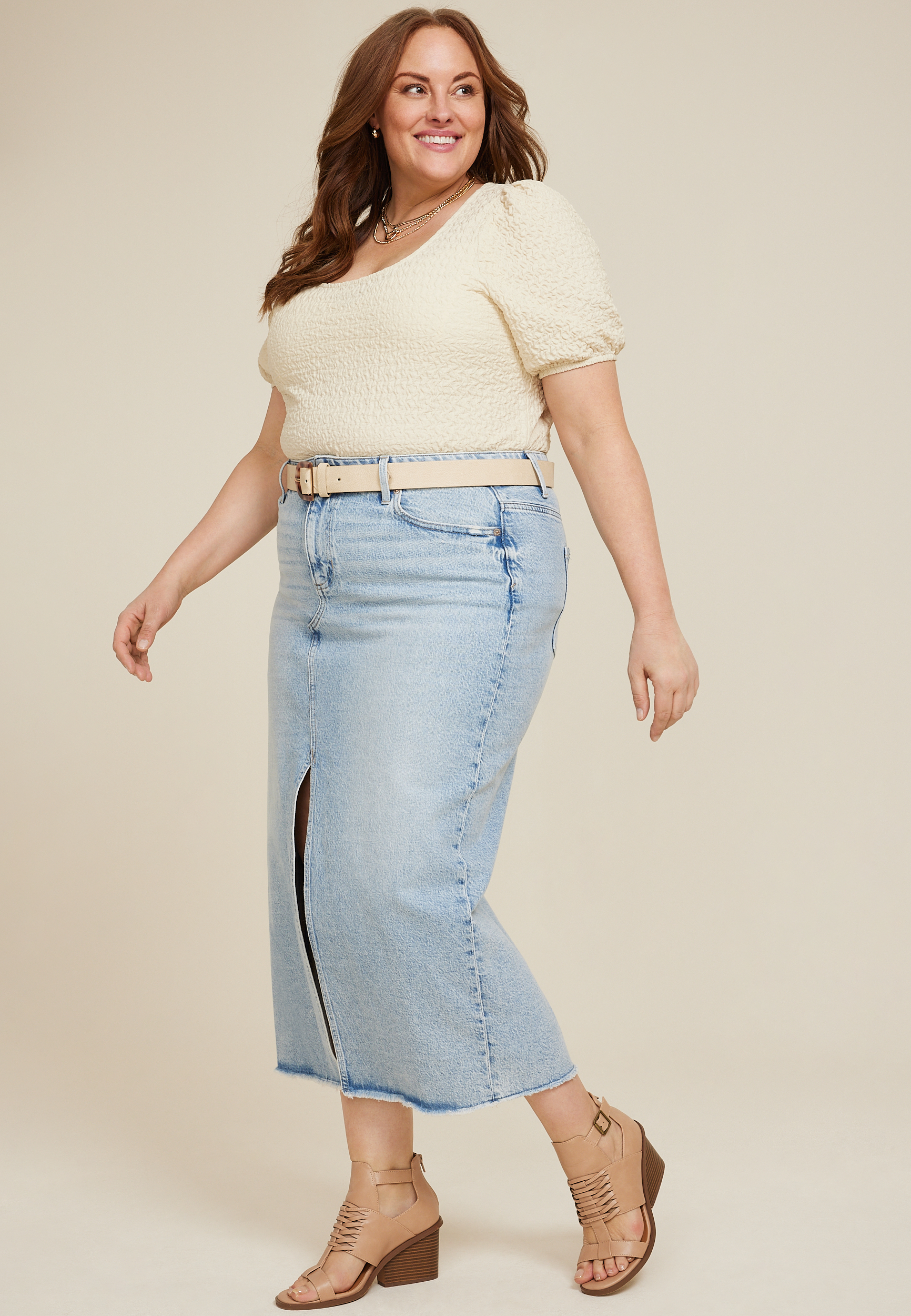Plus Textured Short Sleeve Blouse
