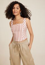 Striped Corset Tank Top, C2380, small