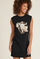 24/7 Graphic Shift Mini Dress, BLACK COMBO, small