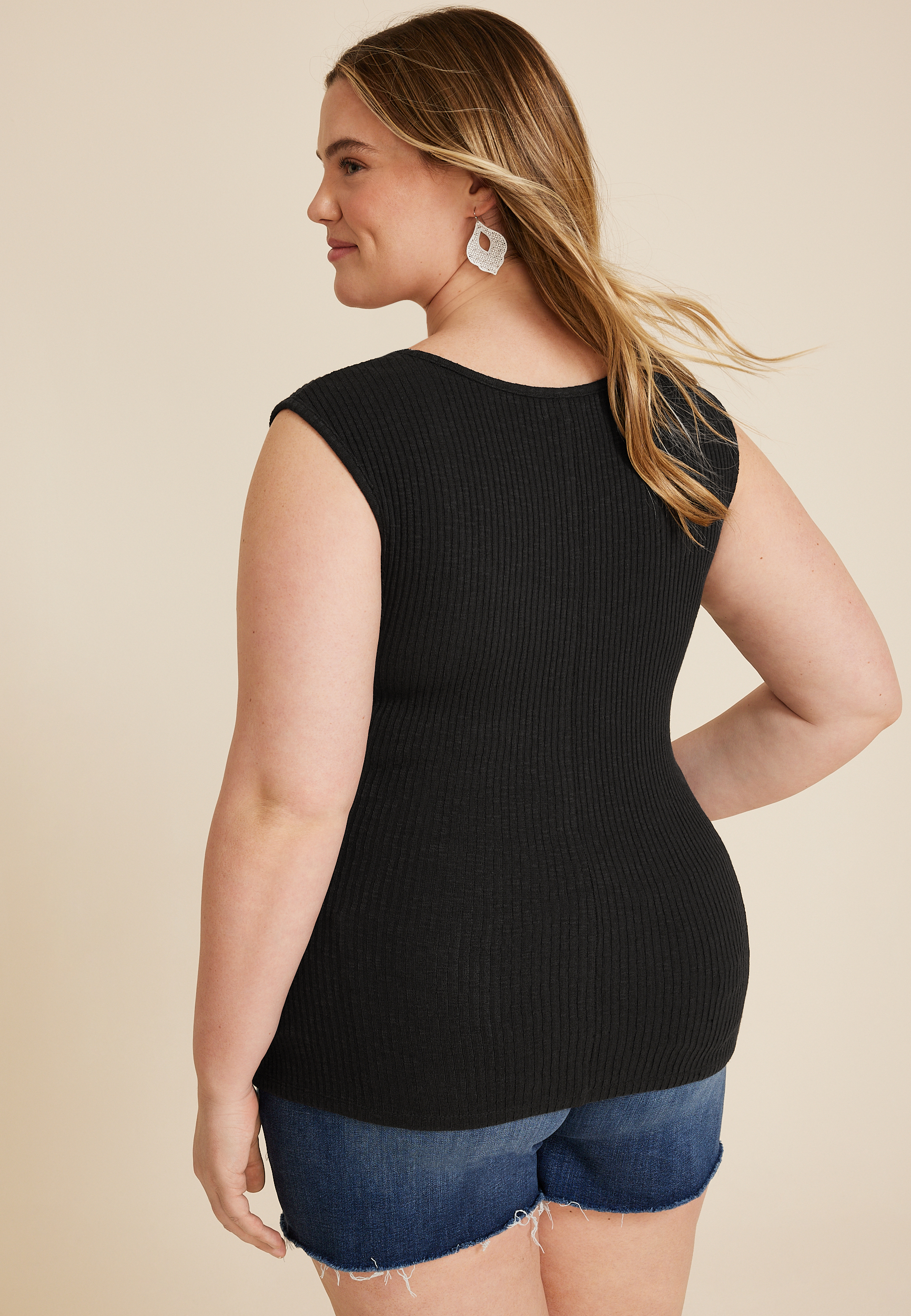Plus Textured Corset Tank Top