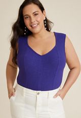 Plus Size Textured Corset Tank Top, C9711, small