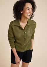 Open Stitch Collar Cardigan, C8780, small