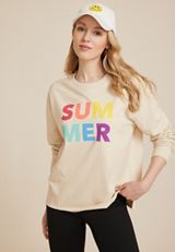 Summer Relaxed Fit Sweatshirt, ALMOND CREAM, small