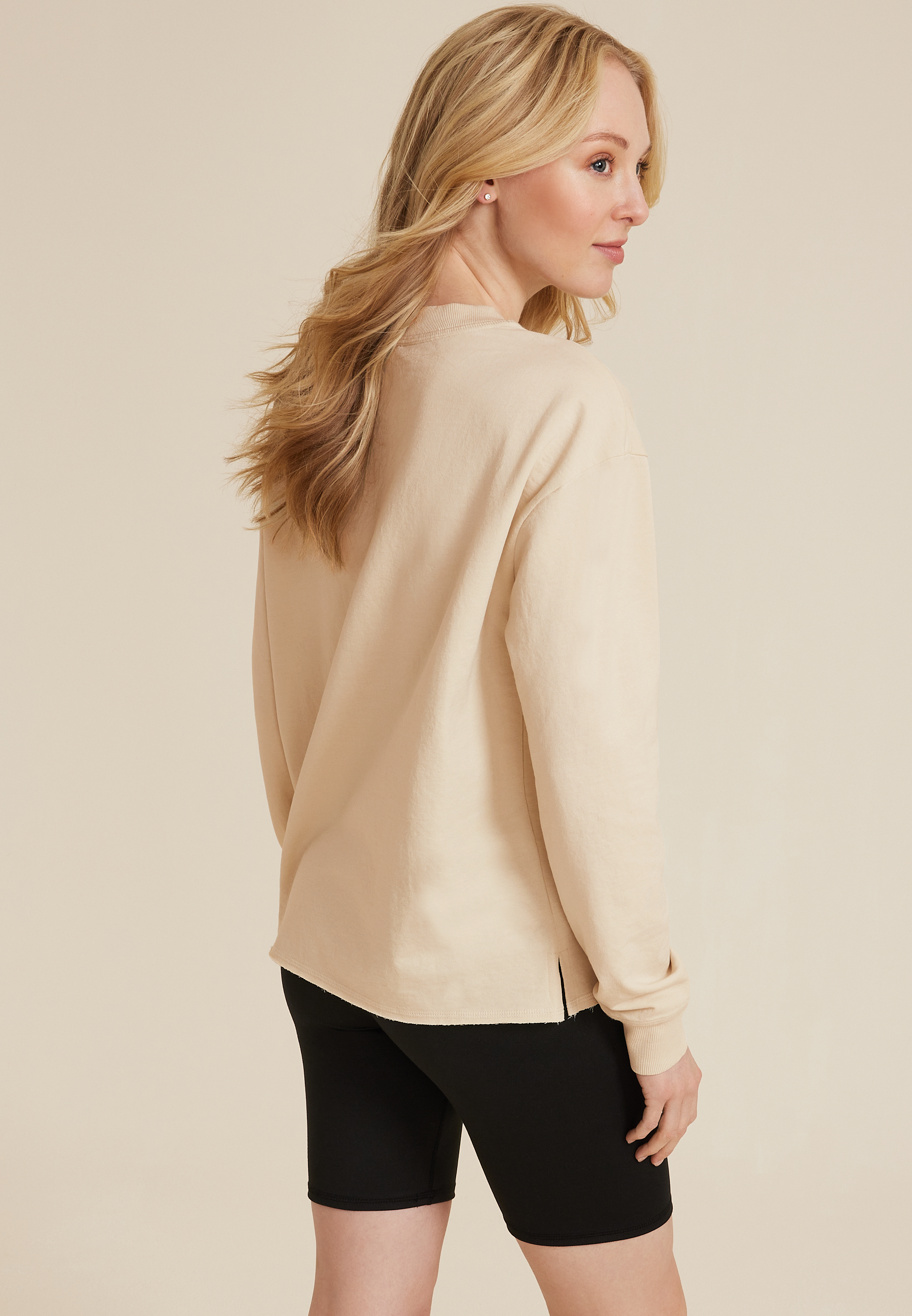Summer Relaxed Fit Sweatshirt, ALMOND CREAM, large