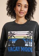 Vacay Mode Relaxed Fit Sweatshirt, CHARCOAL, small