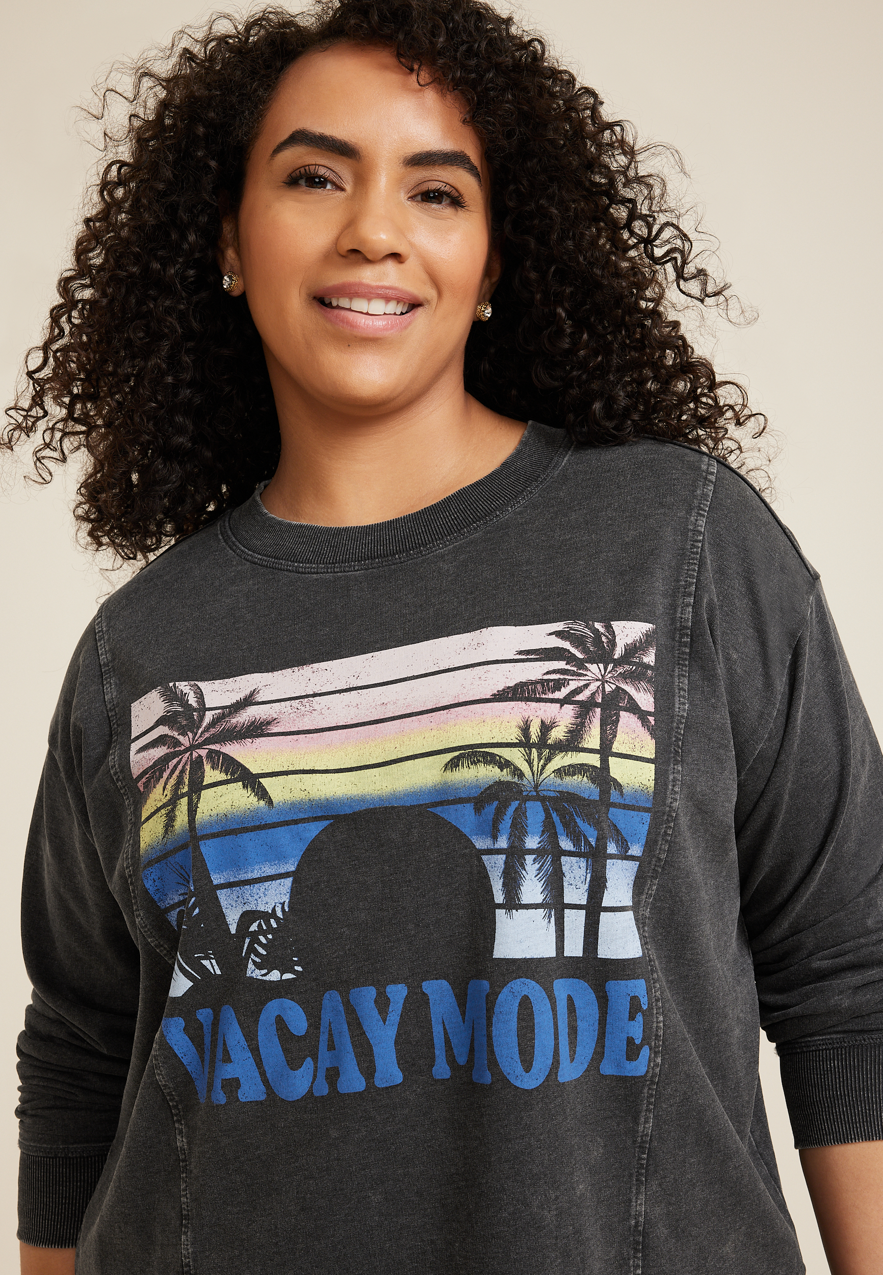 Plus Size Vacay Mode Relaxed Fit Sweatshirt, C125, large