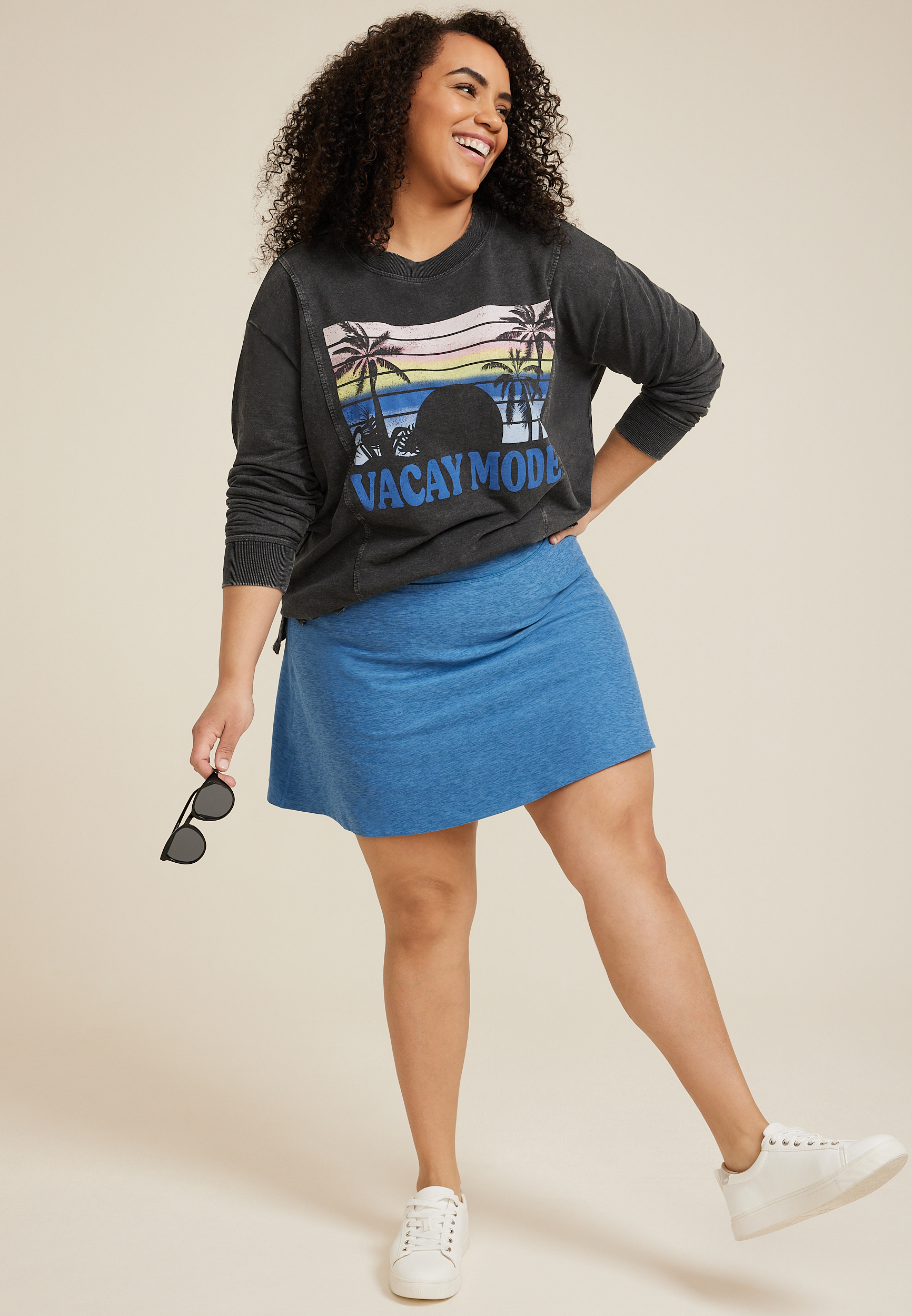 Plus Size Vacay Mode Relaxed Fit Sweatshirt, C125, large