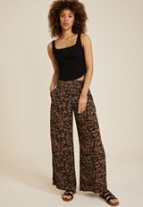 High Rise Printed Palazzo Pant, BROWN COMBO, small