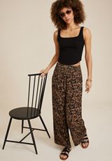 High Rise Printed Palazzo Pant, BROWN COMBO, small