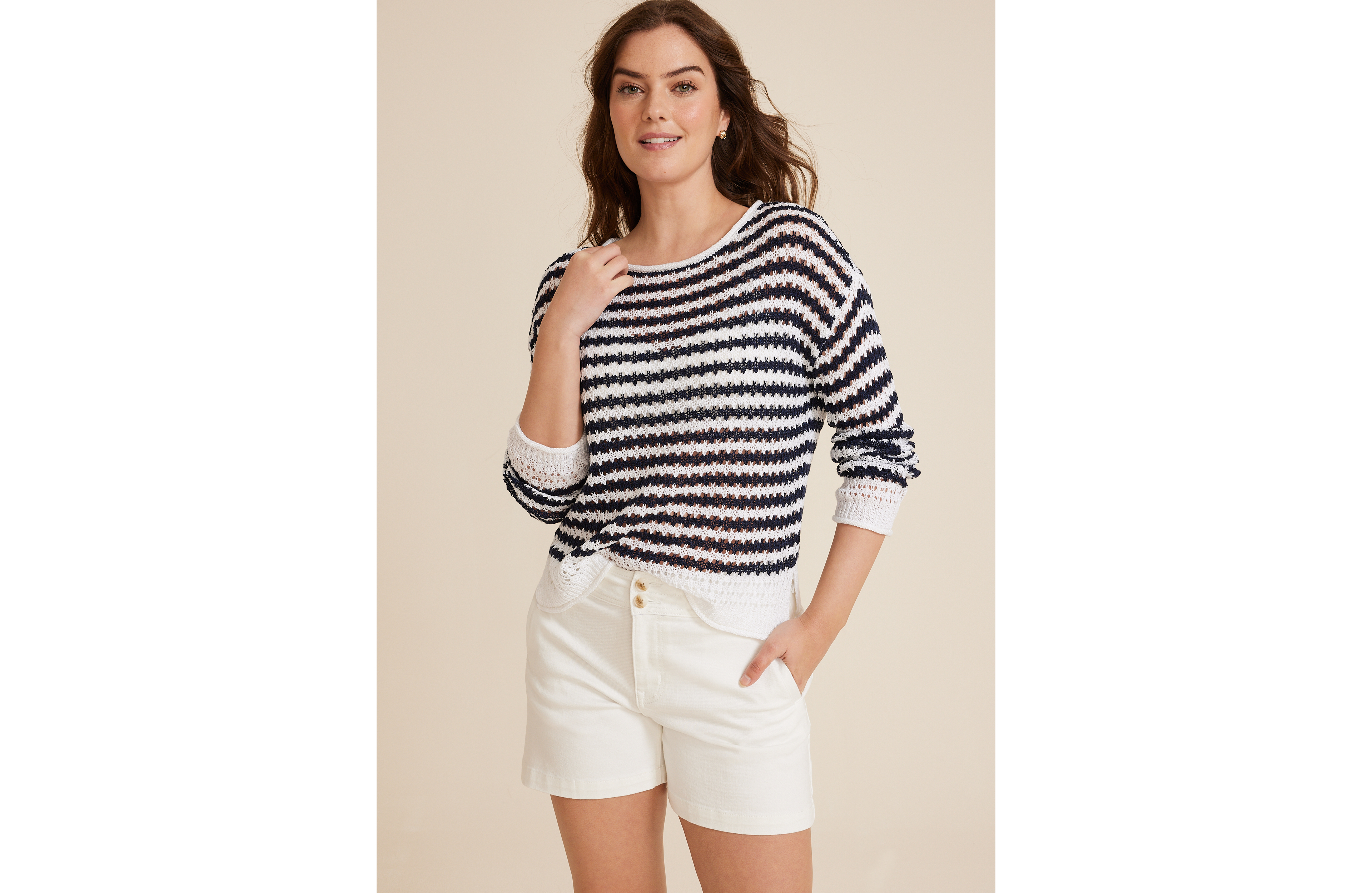 Striped Open Stitch Sweater