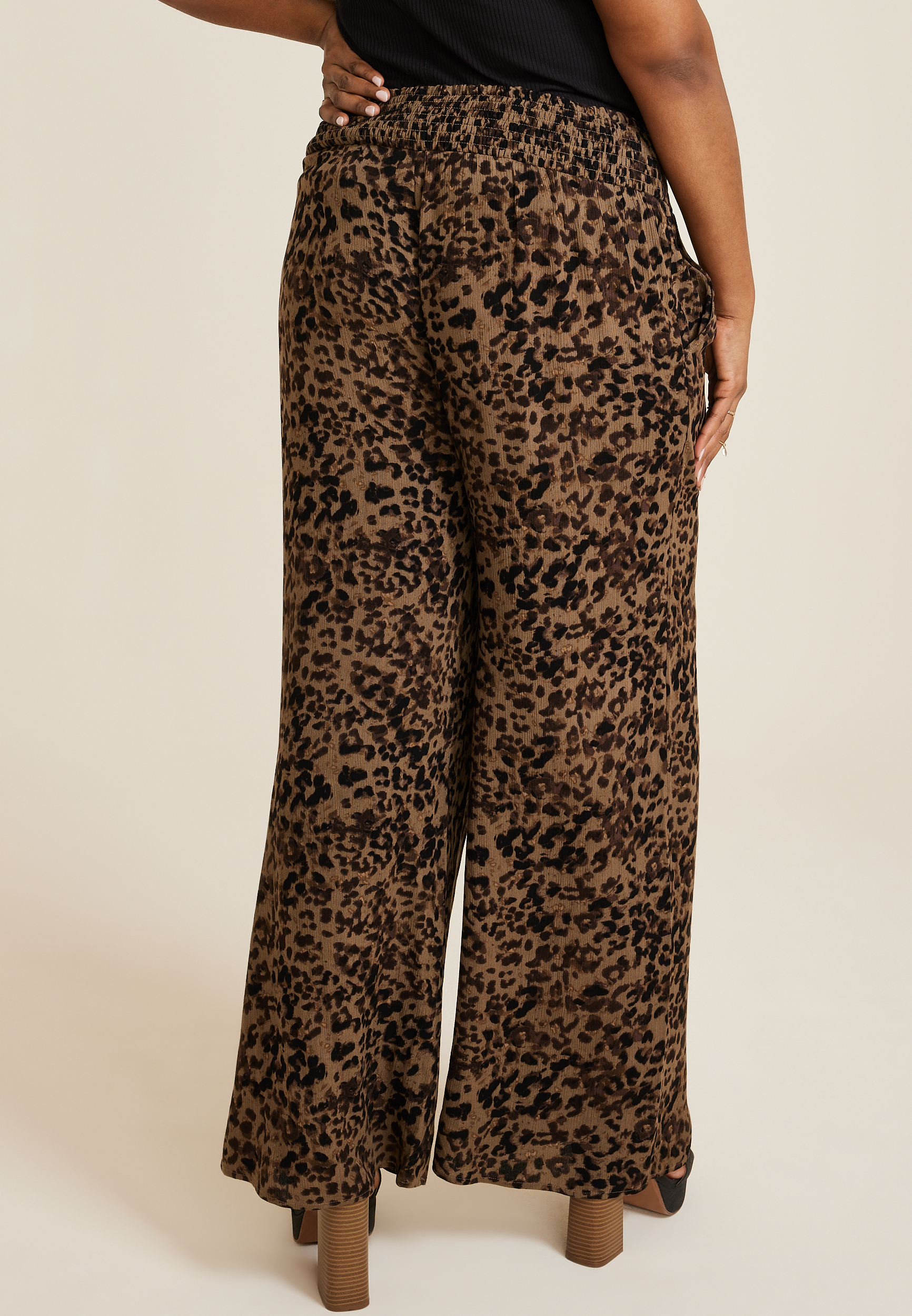 Plus Size High Rise Printed Palazzo Pant, C3681, large
