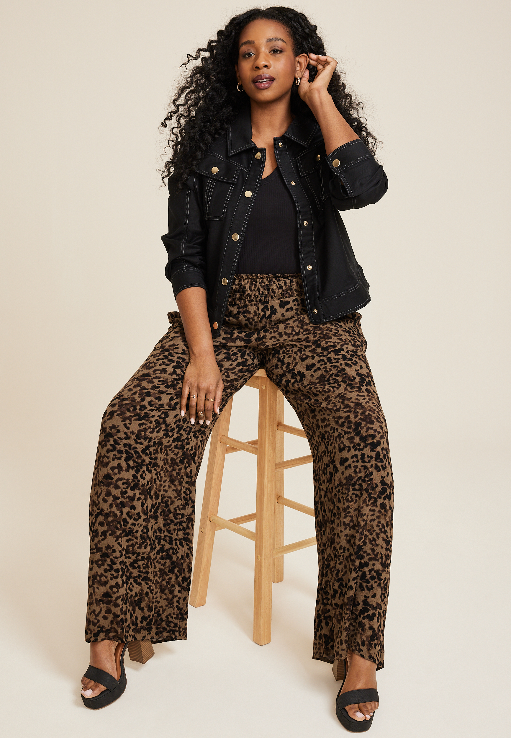 Plus Size High Rise Printed Palazzo Pant, C3681, large