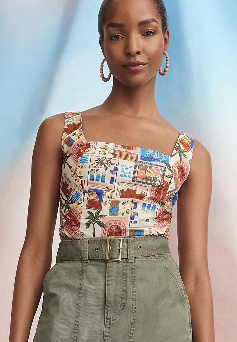 Postcard Corset Tank Top, C1524, large