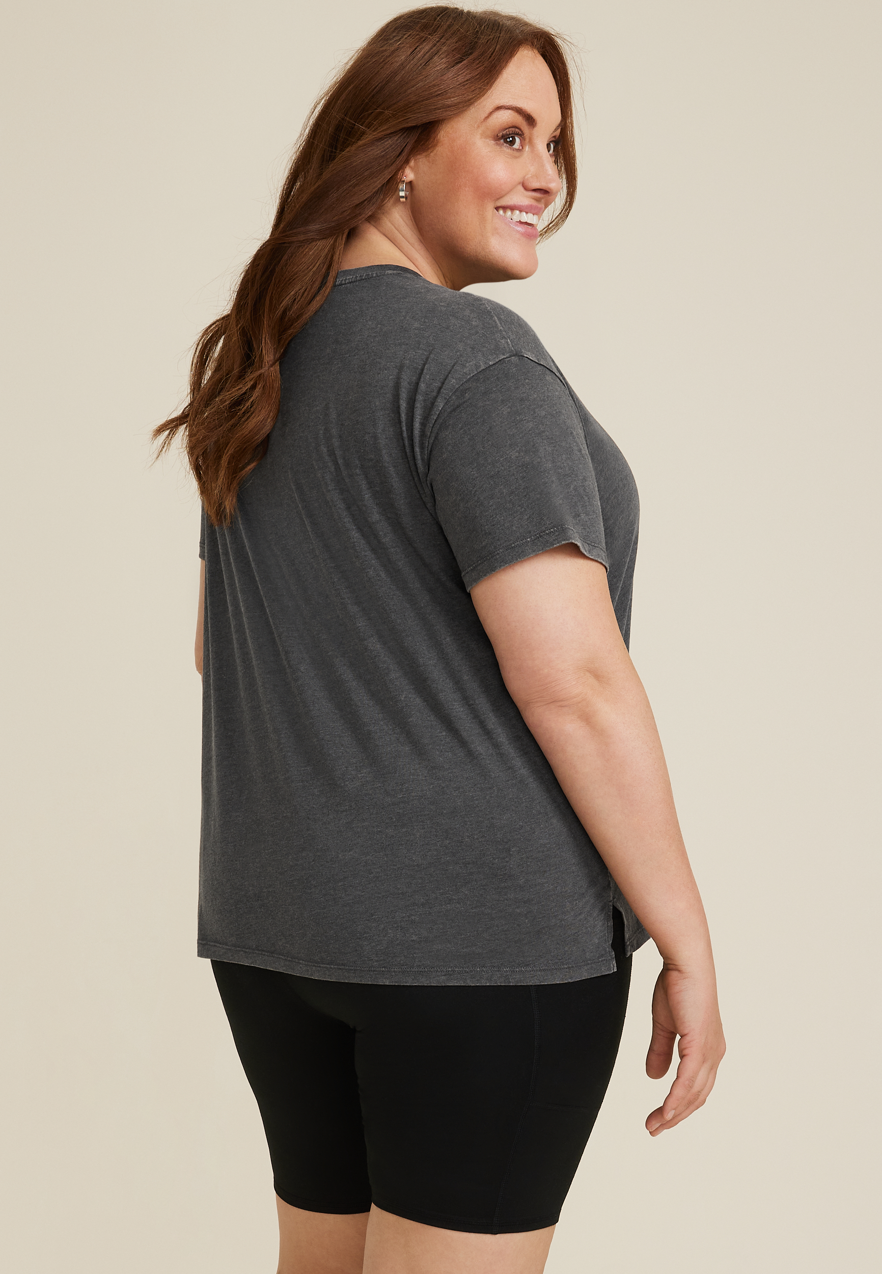 Plus Size Sun Sand Salt Relaxed Fit Graphic Tee, CHARCOAL, large