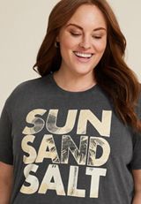 Plus Size Sun Sand Salt Relaxed Fit Graphic Tee, CHARCOAL, small