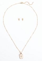 2 Piece Gold Cross Necklace And Earring Set, C605, small