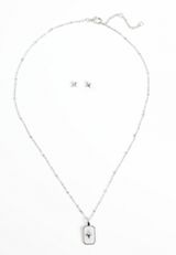 2 Piece Silver Star Necklace And Earring Set, C431, small