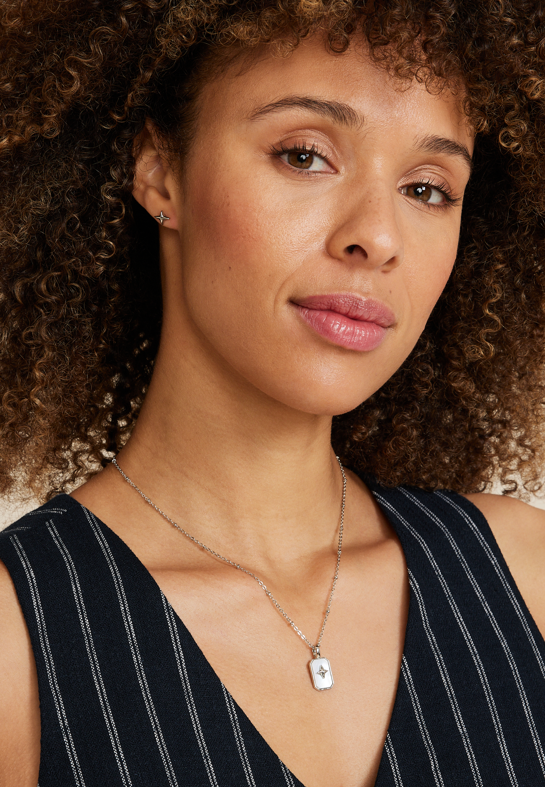 2 Piece Silver Star Necklace And Earring Set, C431, large