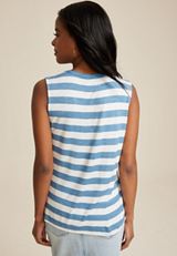 24/7 Morgan Stripe V Neck Tank Top, BLUE COMBO, small