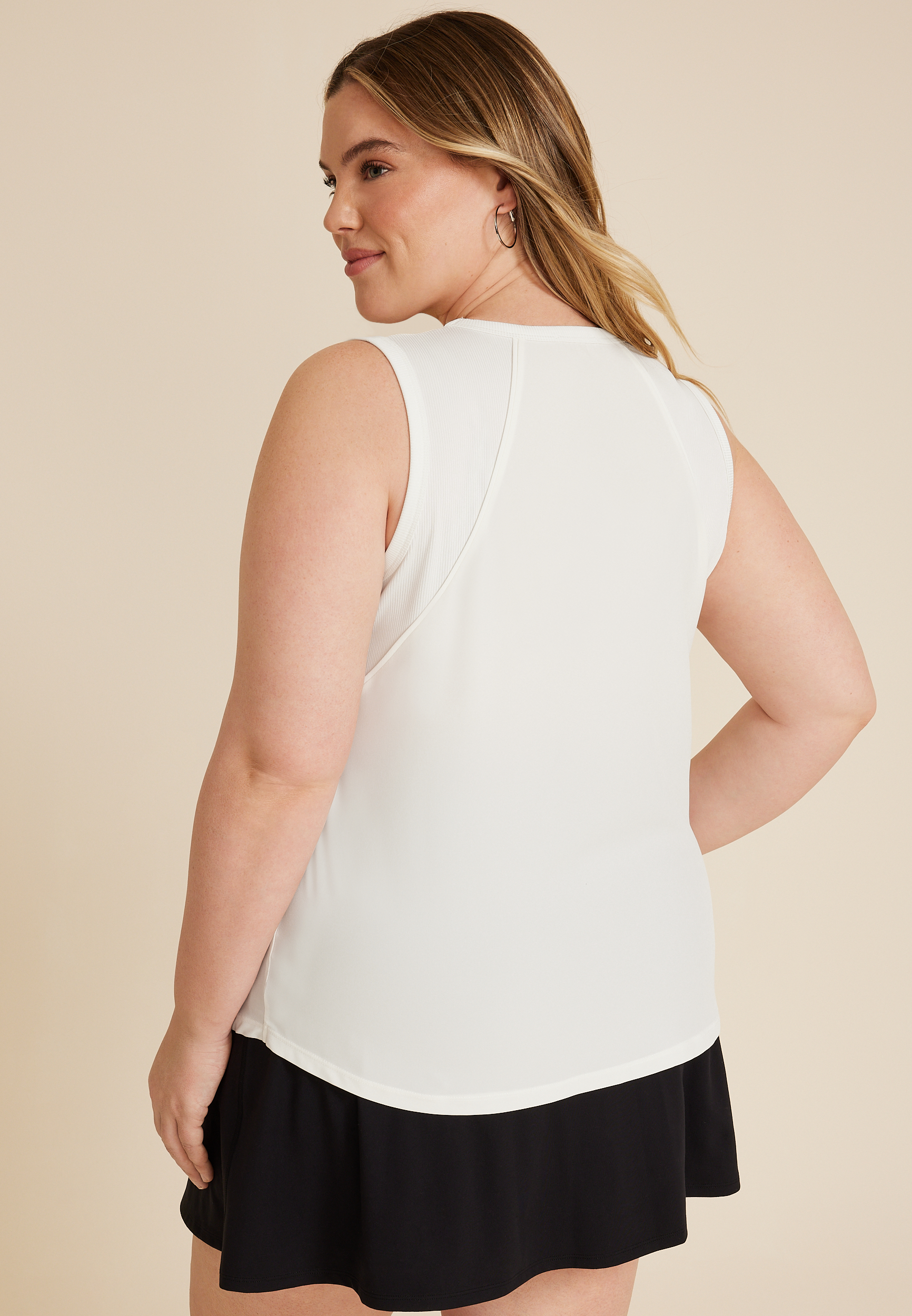 Plus Size Athleisure Tank Top, SOFT WHITE, large