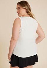 Plus Size Athleisure Tank Top, SOFT WHITE, small