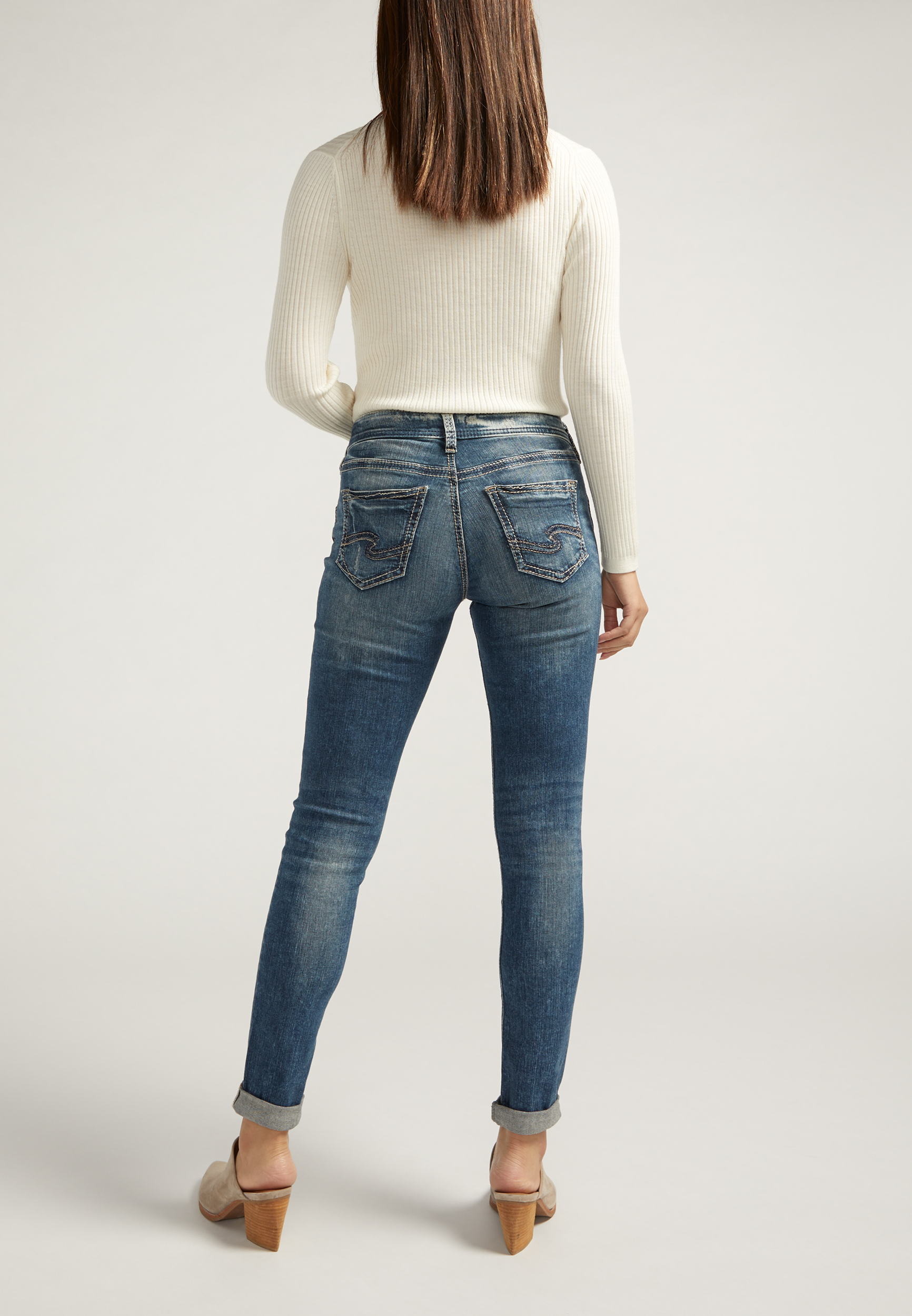 Silver Jeans Co.® Mid Rise Rolled Hem Girlfriend Jean