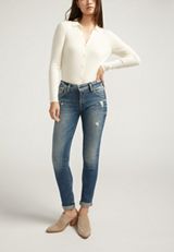 Silver Jeans Co.&reg; Mid Rise Rolled Hem Girlfriend Skinny Leg Jean, C258, small