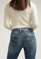 Silver Jeans Co.&reg; Mid Rise Rolled Hem Girlfriend Skinny Leg Jean, C258, small