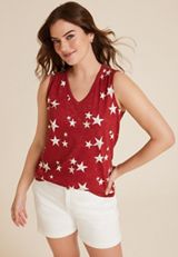 24/7 Morgan Stars V Neck Tank Top, C6875, small