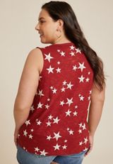 Plus Size 24/7 Morgan Stars V Neck Tank Top, C6875, small
