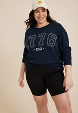 Plus Size 1776 USA Embroidered Sweatshirt, BLUE JASMINE, small