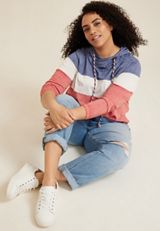 Plus Size Americana Colorblock Hoodie, C2842, small