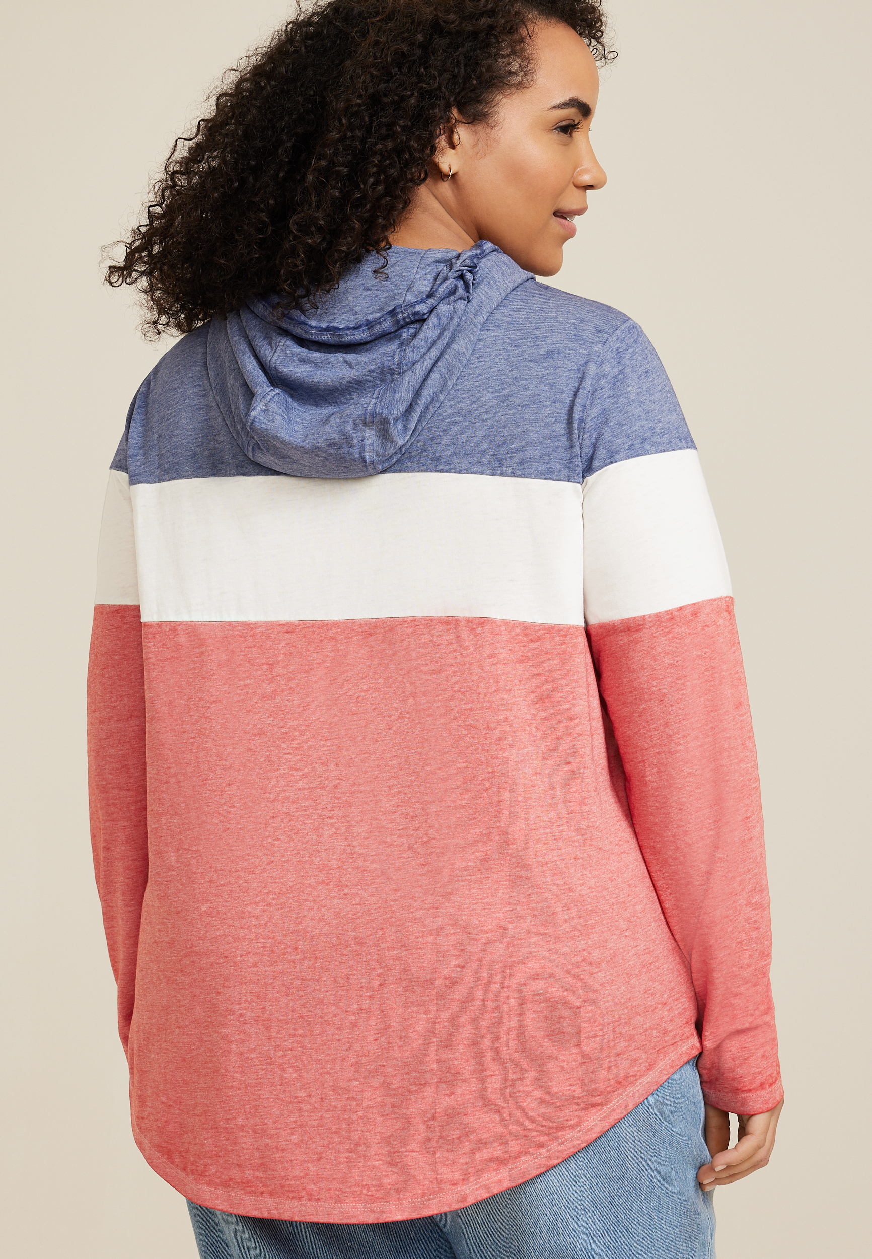 Plus Size Americana Colorblock Hoodie, C2842, large
